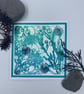 Original gelli print seaweed greetings card. - Image 1