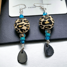 Handmade Upcycled Dangly Animal Print Earrings 
