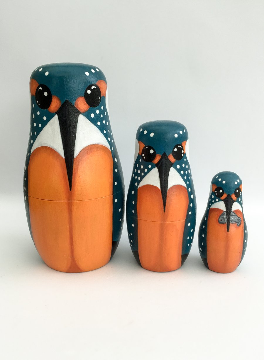 Kingfisher nesting dolls ( Russian doll style )