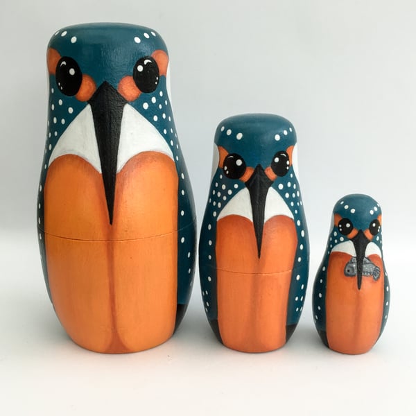 Kingfisher nesting dolls ( Russian doll style )