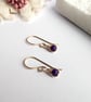 AMETHYST Dainty Wire Wrapped Earrings Sterling Silver February Birthstone - Image 5