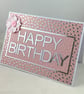 Pink and silver text Happy Birthday card - Image 5