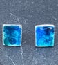 Enamel Studs, blue enamel studs, rectangle blue studs, sea studs, ocean studs,  - Image 7