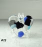 Blue and black heart fused glass pocket hug with stand 5x4.5cm (23)