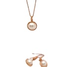 Rose gold plated and freshwater pearl jewellery set