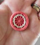 Dorset Buttons, Set of 4, Handmade, Coral, Cream, Cotton,  1", 2.6cm - Image 4