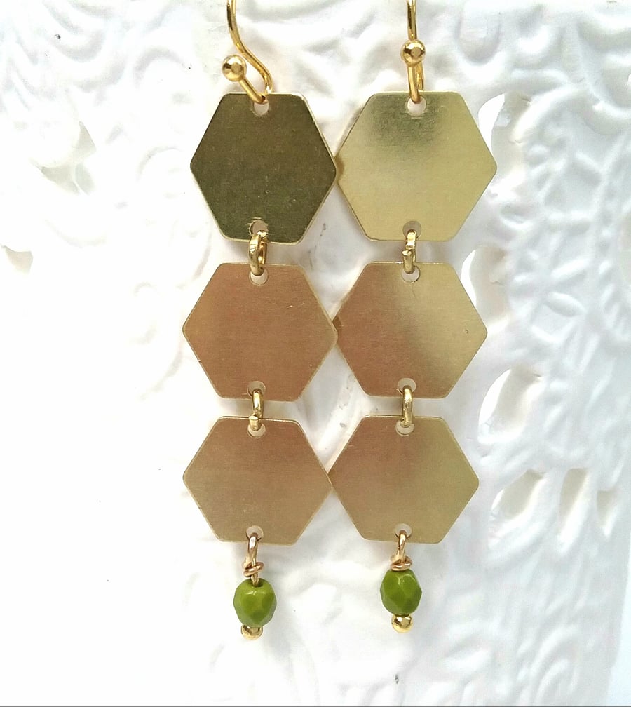 Hexagon Geometric Brass Earrings......