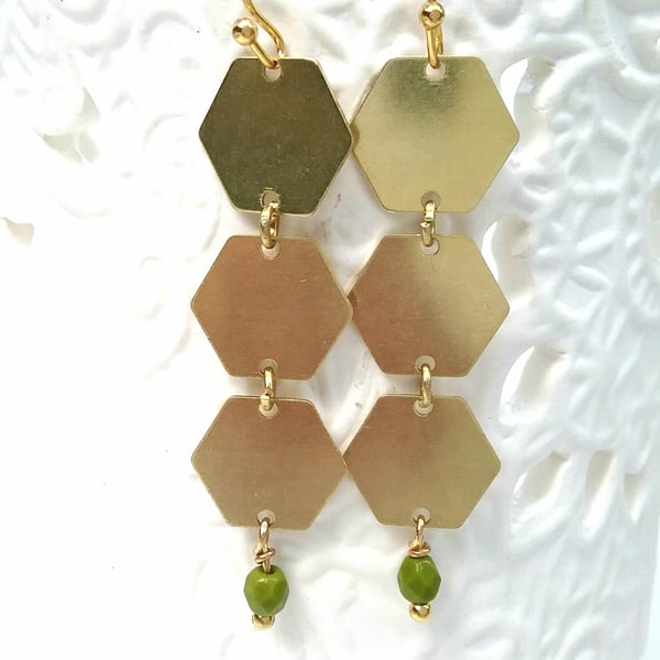 Hexagon Geometric Brass Earrings......