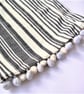 Grey and Cream striped viscose jersey light weight informal Scarf pom pom fringe - Image 2