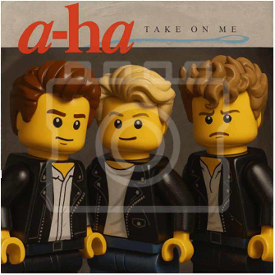 LEGO-Inspired a-ha "Take On Me" – 5x5" Mounted Print