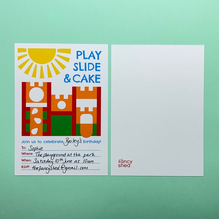 Pack of 8, Playground Birthday Party Invitation