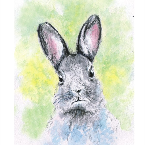 Watercolour print of a Southdowns Rabbit Sussex