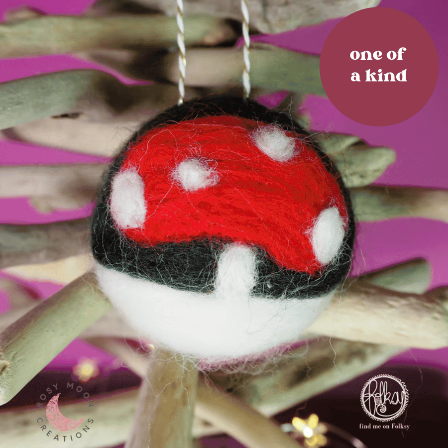 Handmade Toadstool Christmas Bauble 