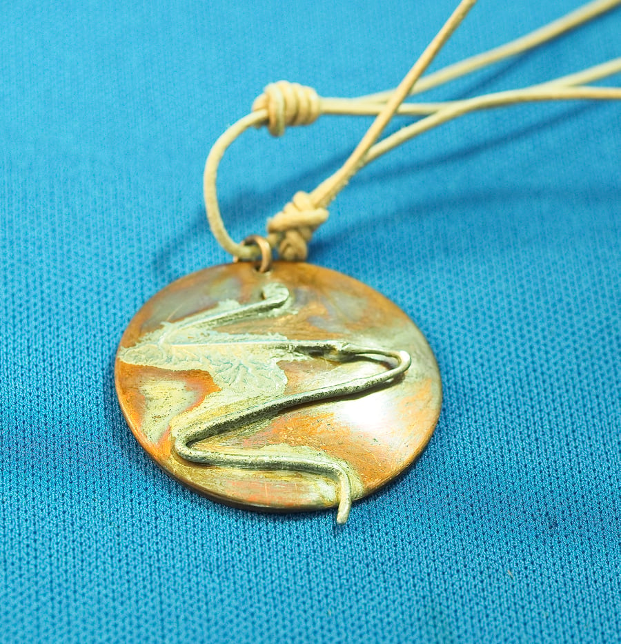 ZigZag Copper & Silver Disc Pendant 