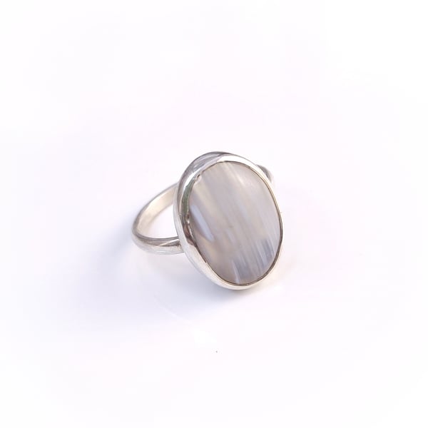 Sterling silver ring with banded agate