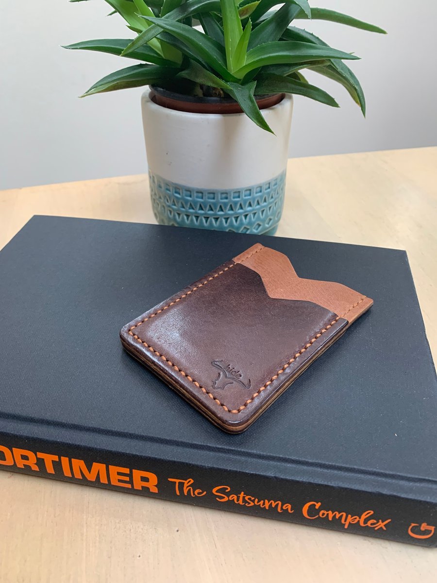 Leather card holder wallet in browns 