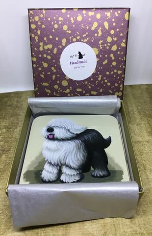 Set of 4 English Sheepdog Coasters