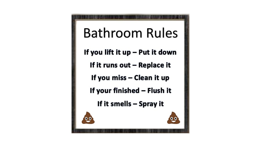 Bathroom Sign - Rules framed sign