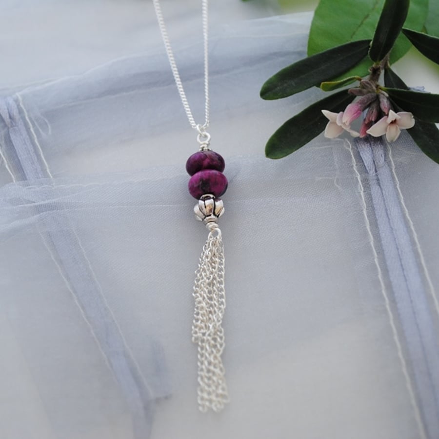 Purple Jasper long layering necklace