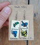 Cricket Butterfly & Dragonfly Bee Insect Domino Earrings - Upcycled Toys