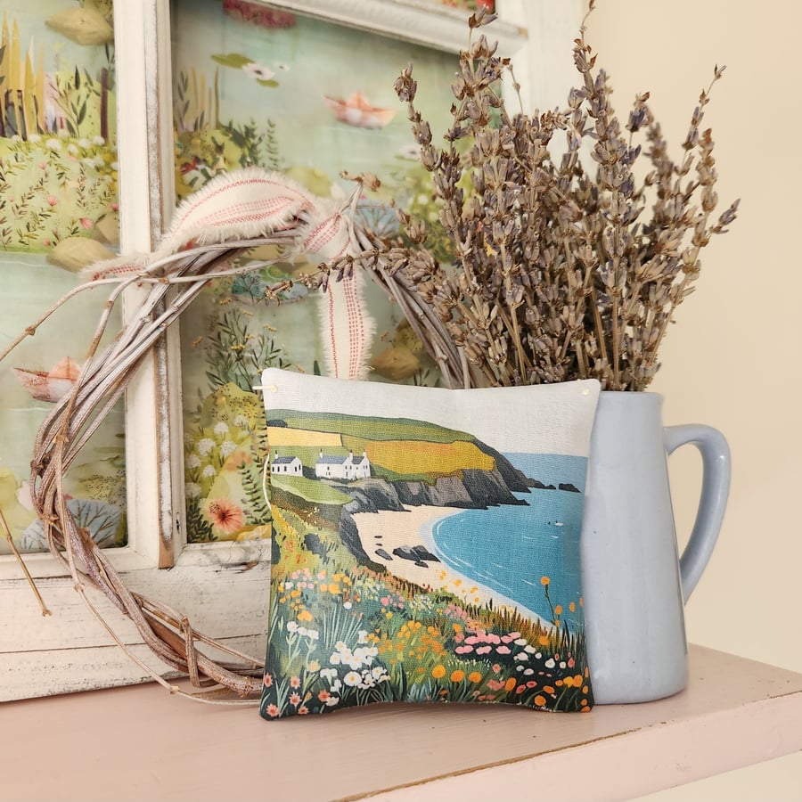 Cornwall Inspired Hand Printed Fabric Lavender Sachet Hanging Decorations