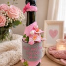 Personalised New Baby Keepsake Gift  Hand Sculpted Floral Art Bottle Custom Bir