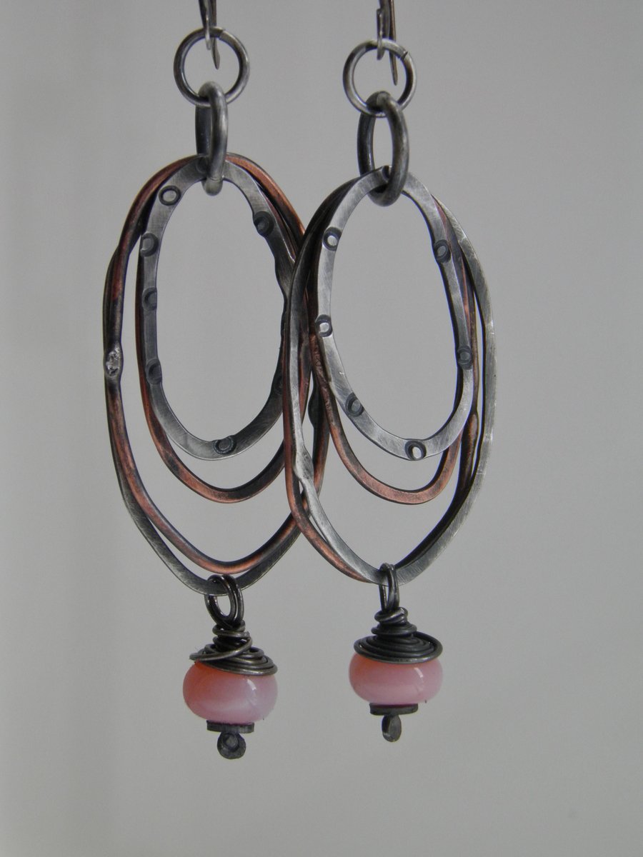 Opal Earrings Sterling Silver Pink Peruvian Opal