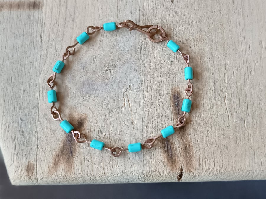 Bracelet, copper and turquoise howlite