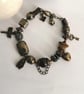 Steampunk beaded charm bracelet, pyrite mookite & Tigers eye - Image 7