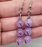 Purple Morganite Spiral Earrings Natural Stone Stainless Steel Handmade - Image 3