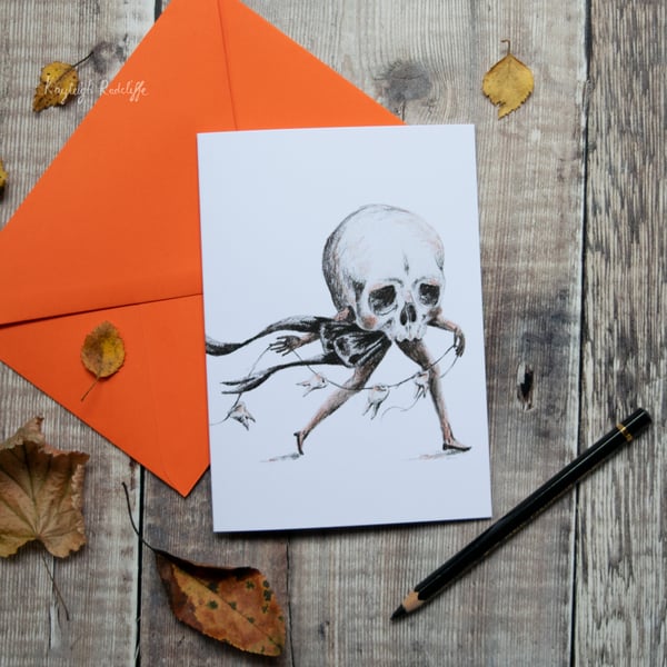 Skull greeting note card, blank inside