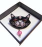 Handmade Fused Glass Cat Brooch. - Image 1