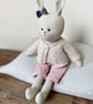 Rosie, a handmade cloth rabbit by Clayton Bears.