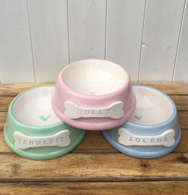 Hand painted and Personalised Dog Bowl