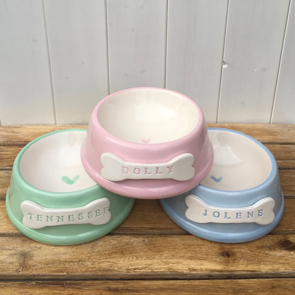 Hand painted and Personalised Dog Bowl