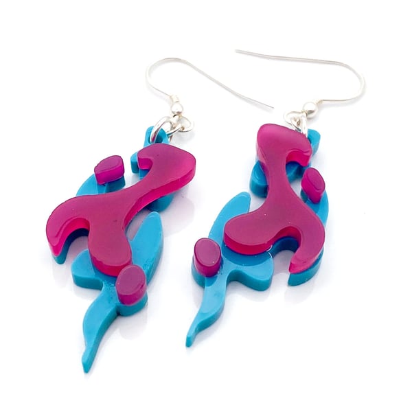 Abstract Lava Lamp Earrings with a Funky Retro Style