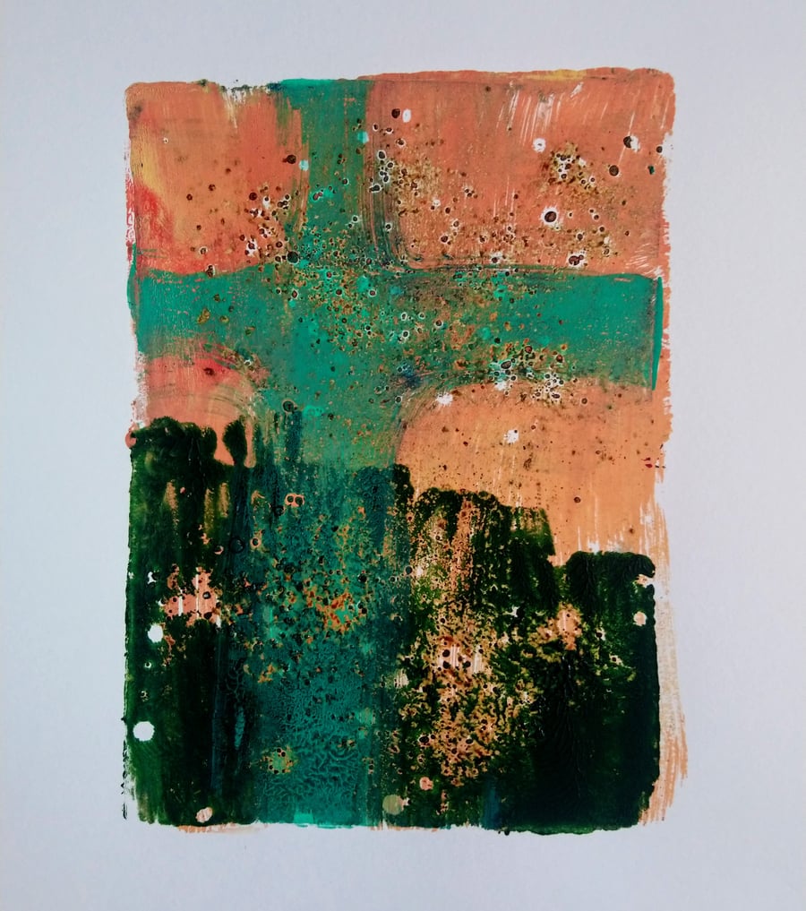 Cross 2 - monotype with acrylics on paper