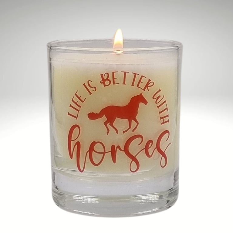 Scented Candle in Glass Life Is Better With Horses 30cl Plant Wax Blend Gift