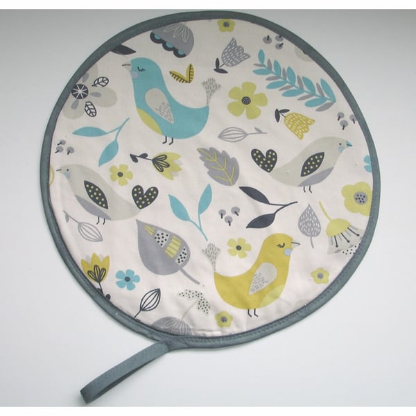 Aga Hob Lid Mat Pad Cover With Loop Surface Saver Birds Duck Egg Yellow Grey