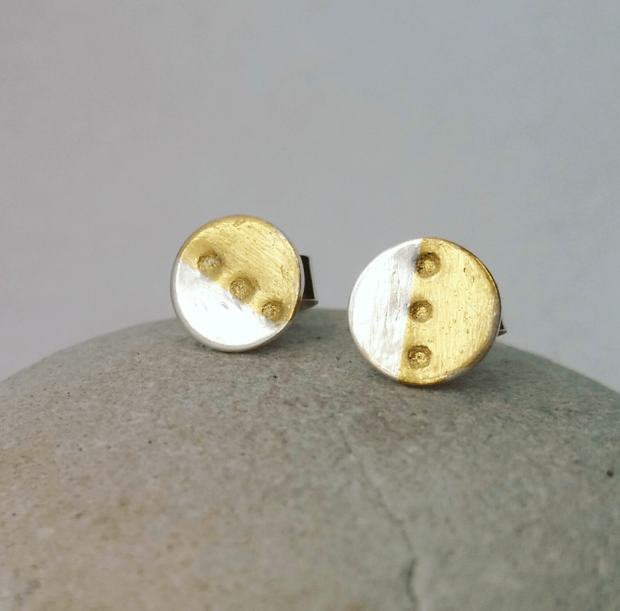 Little silver and gold 'dotty' stud earrings