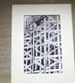 Line drawing of an Edinburgh building site - Image 1