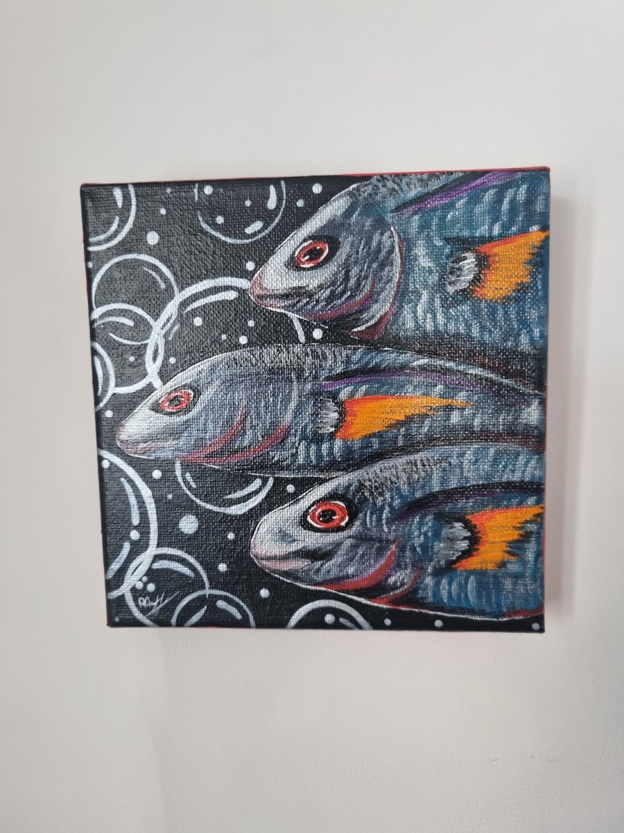 Bright Metallic Fish Canvas Acrylic Painting