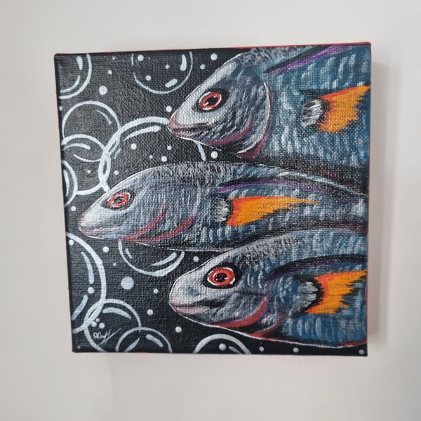 Bright Metallic Fish Canvas Acrylic Painting