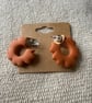 Polymer clay orange scallop hoops