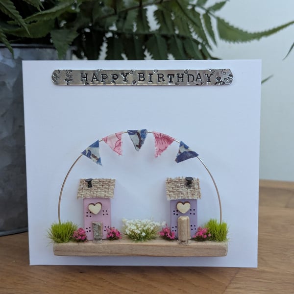Happy Birthday Card With Removable Wooden Cottage Gift