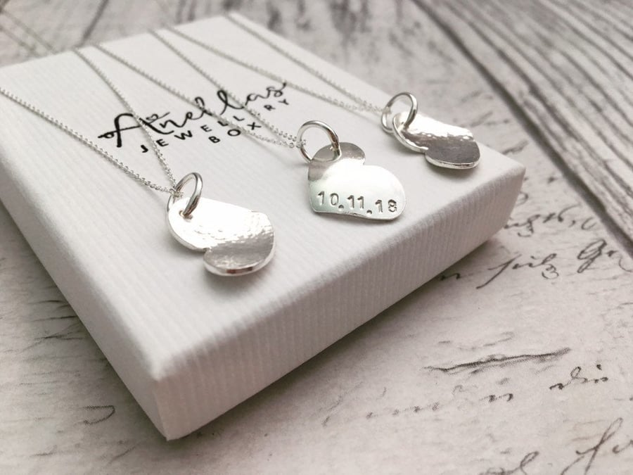 Bridesmaid Gift Silver Heart Necklace, Friend Gift, Gift for Bridesmaid