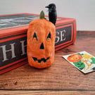 Spun Cotton Pumpkin and Crow Hanging Decoration