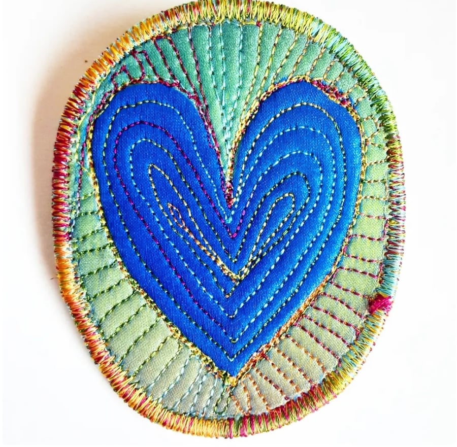 Textile Brooch Free Machine Embroidery 
