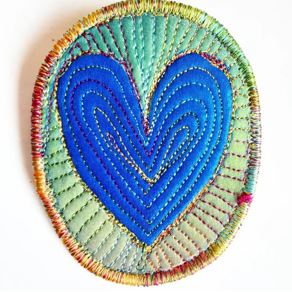 Textile Brooch Free Machine Embroidery 