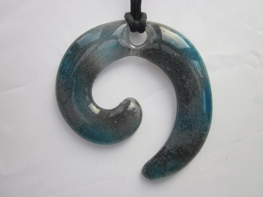 Handmade cast glass pendant - galaxy swirl